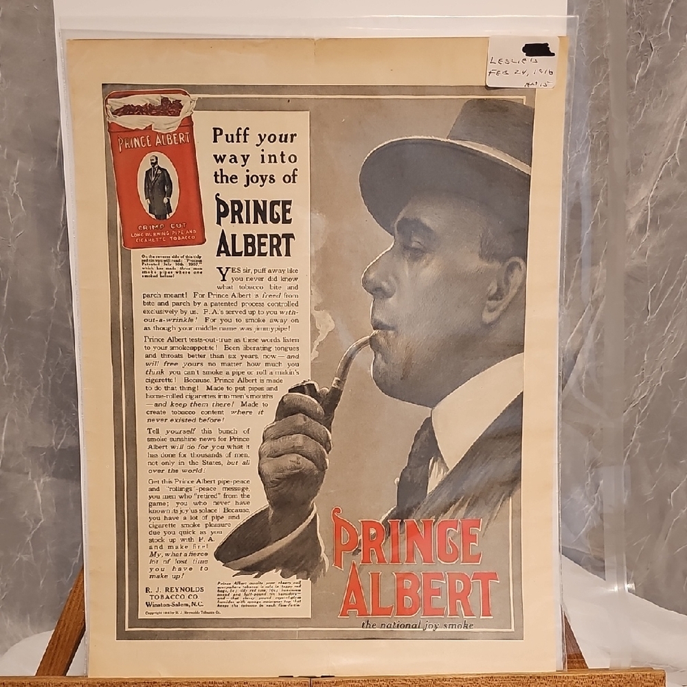 Vintage Tobacco Advertisement Art - 1916 - Princee Albert.